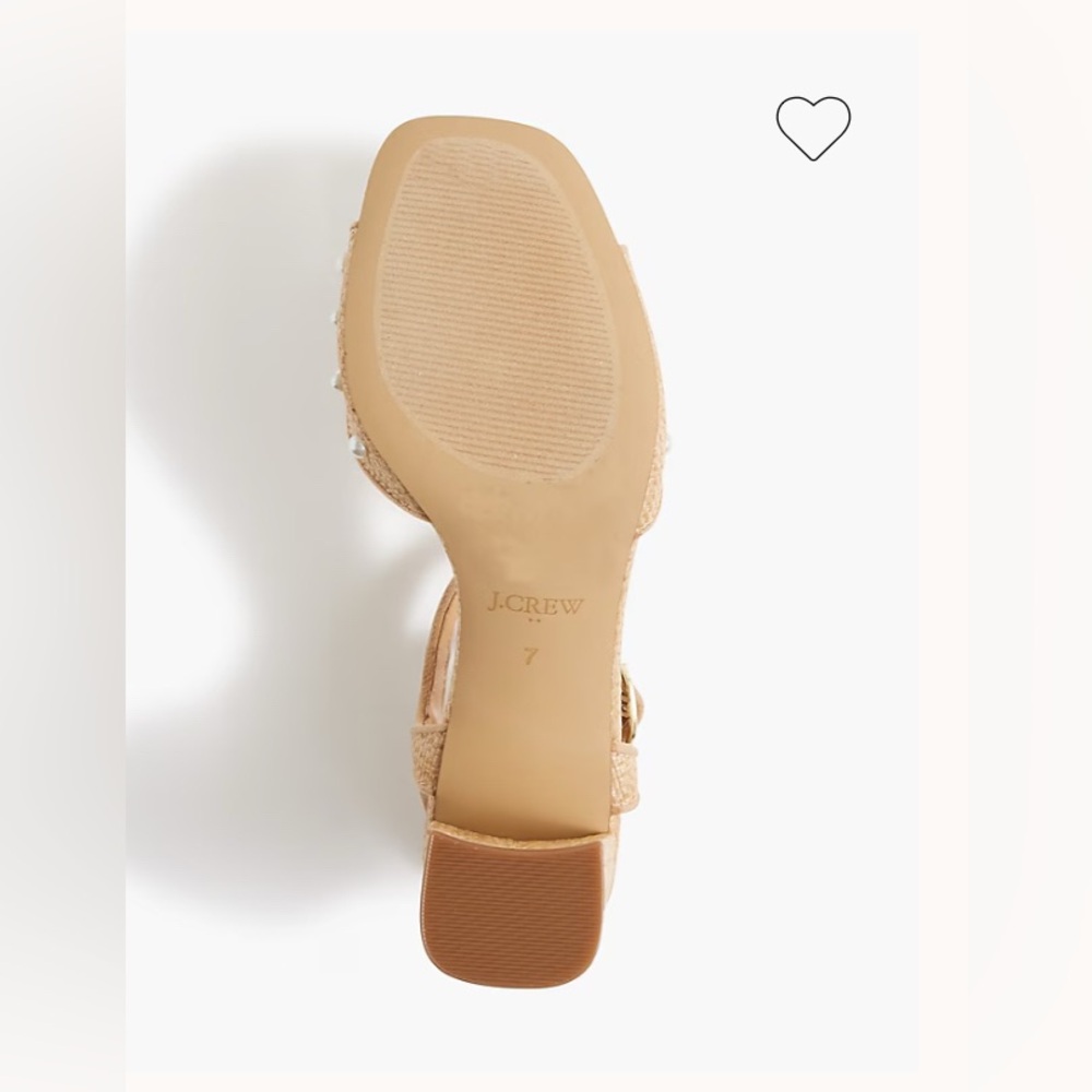 New in Box J. Crew Woven pearl heeled sandals in Toasted Woven Raffia - Picture 5 of 9